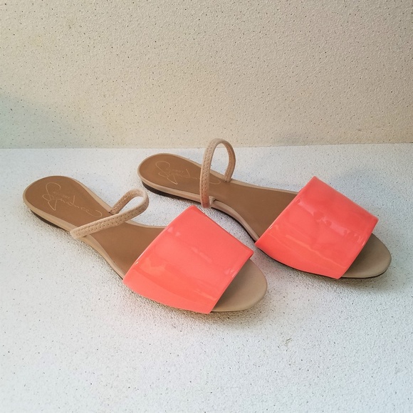 REPORT SIGNATURE Shiny Coral and Tan Strap Sandals - Picture 2 of 7